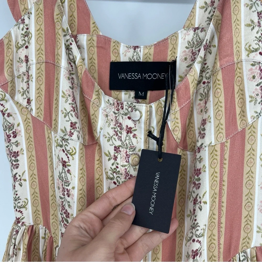 Vanessa Mooney The Elisabeth Romper Boho Mini Dress in Victorian Stripe M NWT - Picture 7 of 10